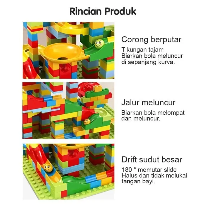 Mainan Brick Balok Susun Anak DIY Puzzle Marble Run Building Block 3