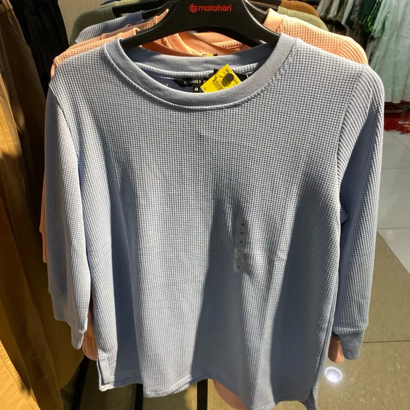 CONNEXION KI-KC10 KAOS WANITA ATASAN WAFFLE BLOUSE RIB KNIT SIMPLE MELAR ADEM NYAMAN BY MATAHARI 3