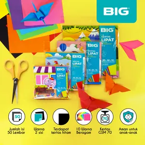 BIG Kertas Lipat Origami 10 Warna 2 Sisi Isi 50 Lembar Toys