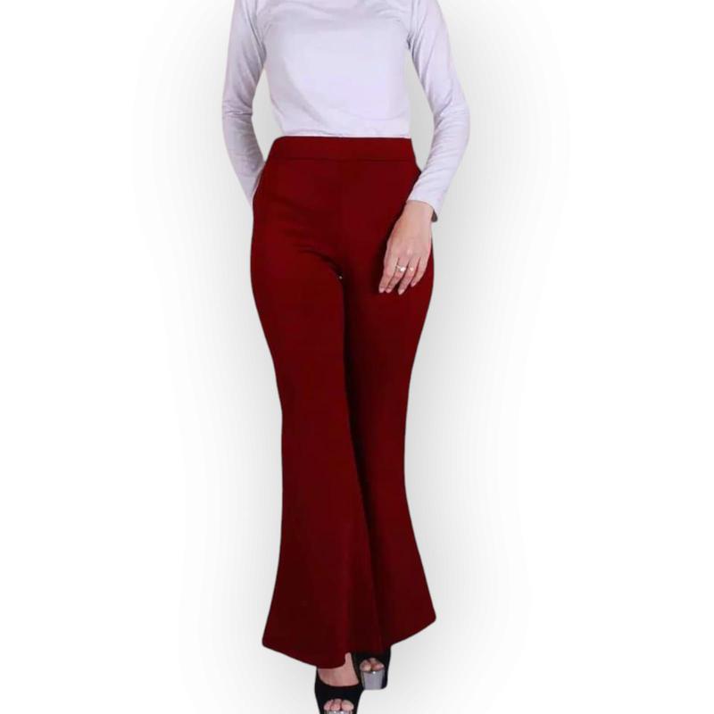 NORA Celana Fit And Flare Pants Cutbray Scuba Pinggang Highwaist Bahan Stretch Melar Elastis Kulot Cutbray Scuba NORA - Karet, Kaki 7