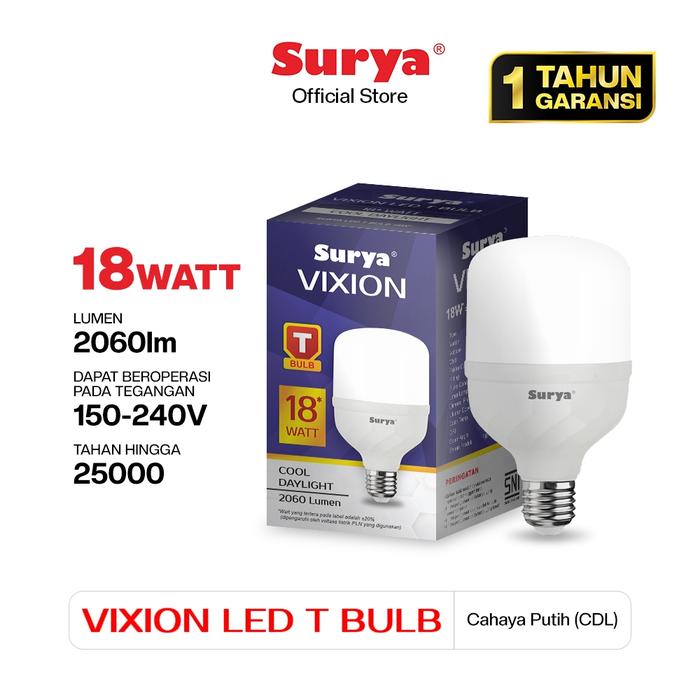 Gambar Surya Lampu Bohlam LED Vixion T Bulb 18W Cahaya Putih dari Surya Lighting Shop Kab. Tangerang Tokopedia