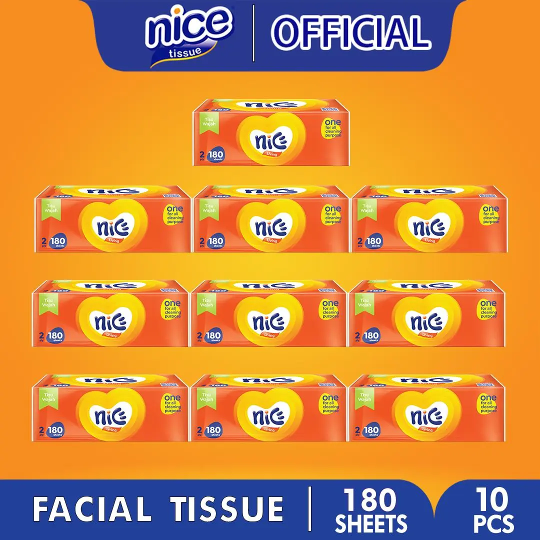 PAKET (10pcs) Tissue facial Tisu wajah Nice 360 helai kemasan baru (10pcs) lembut mendunia