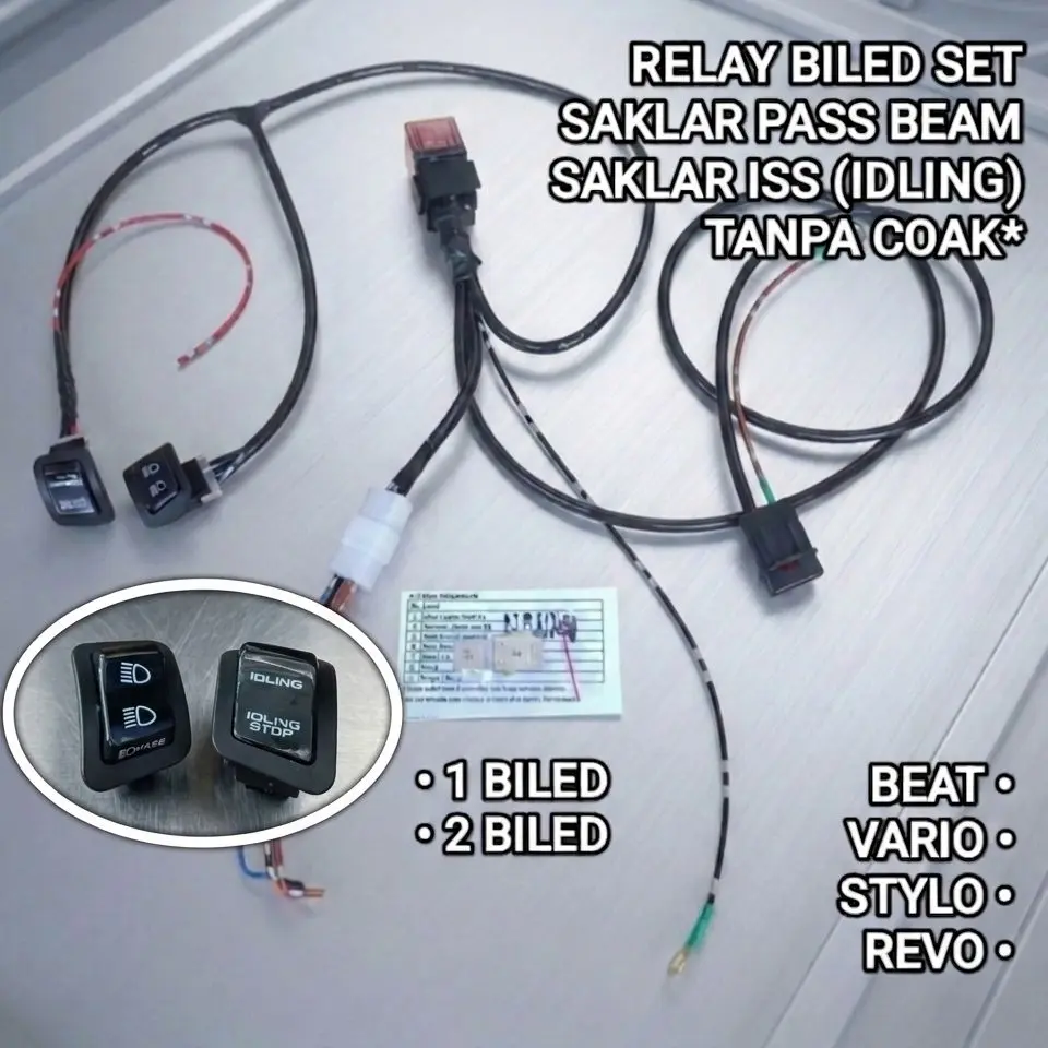 RELAY BILED LENGKAP SAKLAR PASS BEAM & IDLING (ISS) BEAT VARIO STYLO