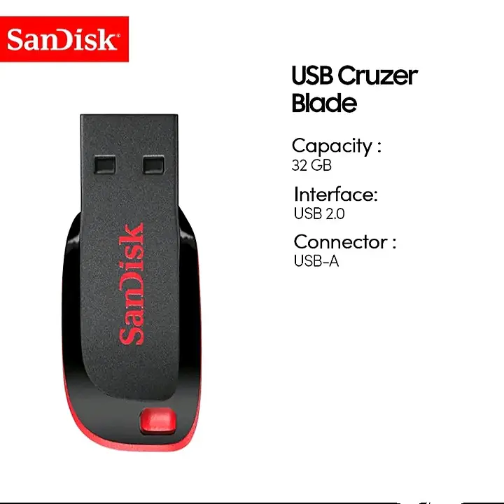 FLASHDISK SANDISK CRUZER BLADE KUALITAS BAGUS - KAPASITAS 2GB 4GB 8GB 16GB 32GB 64GB 128GB 2