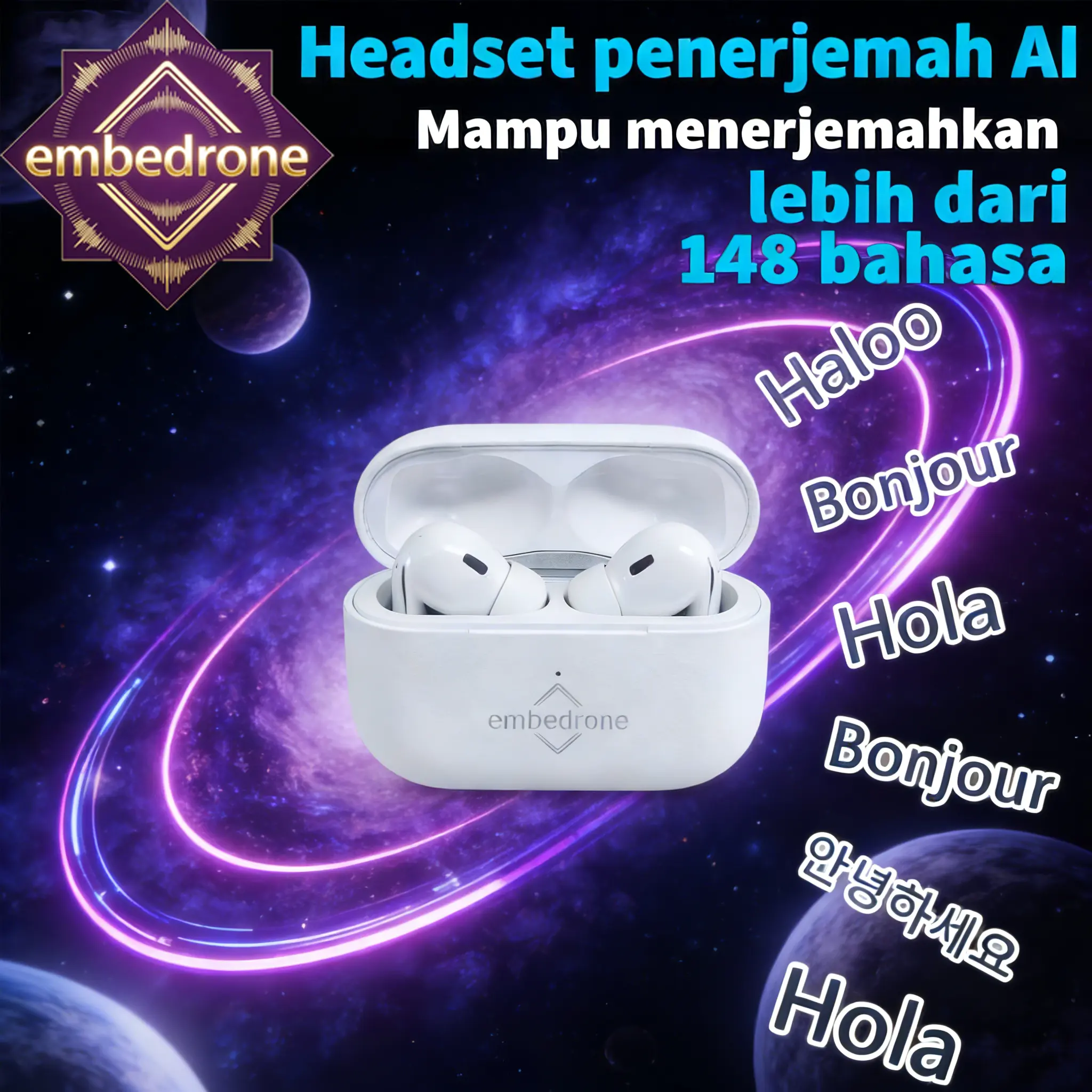 EBD Headset AIPutih dengan Noise Cancelling Cerdas