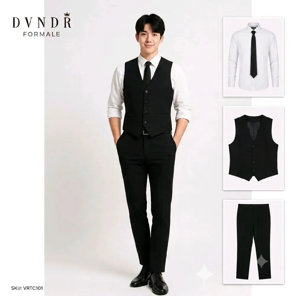 Dvandra.id One Set Rompi Celana Kemeja Pria  Elegan untuk Acara Formal dan Casual