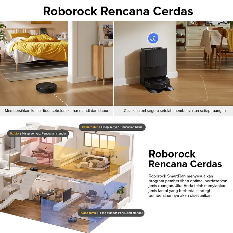 Roborock QrevoS | Robot Vacuum Cleaner Sapu Pel Vakum Penyedot Debu | Daya Hisap 7000Pa | Garansi Lokal 2 Tahun 7