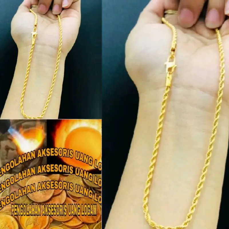 kalung wanita motif tambang bahan koin asli anti karat dan anti luntur 0