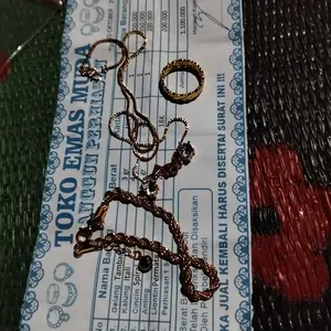 SET PERHIASAN WANITA GELANG TAMBANG ELEGAN BERLAPIS EMAS MUDA FREE SURAT DARI TOKO