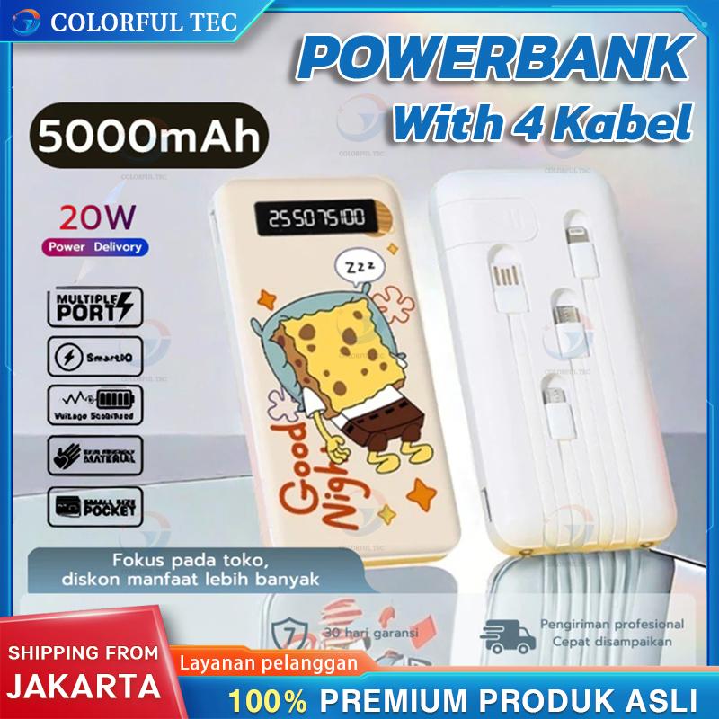 POWERBANK 50000 mAh 4 Kabel Full Capacity Mini Dual USB Portable - Shop