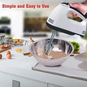 Mixer Tangan Super Hand Mixer/ Elektrik Pengaduk 7 Kecepatan Otomatis Putih Pengaduk Telur Kue - Free 4 Buah Alat Pengocok / Mixer Serbaguna