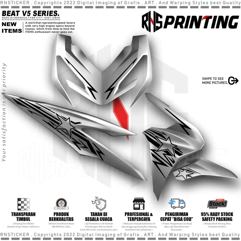V6 CUTTING STIKER STRIPING VARIASI BEAT NEW TERBARU 2024 BEAT STRET DELUXE BINTANG TRANSPARAN STYLES Kendaraan Motor 0