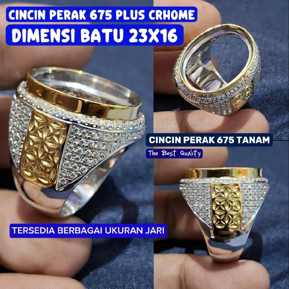 Cincin perak 675 microsetting Puper Crhome Rings Elegan dan Mewah