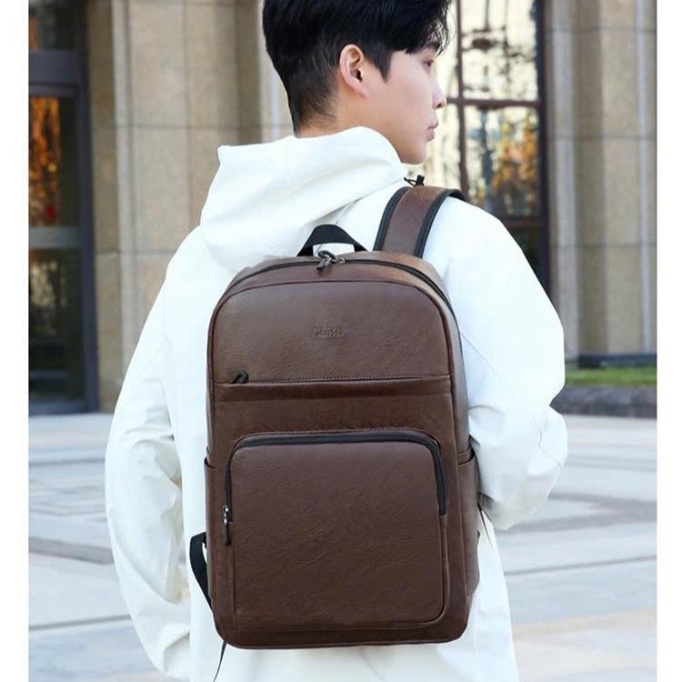 Balo da cao cấp nam nữ unisex, Túi Bụi thời trang đi học đi làm, chất liệu da Pu, ngăn để laptop máy tính 15,6 inch 0