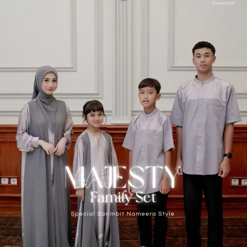 MAJESTY FAMILY SET in IRON GREY - Sarimbit by Nameera Style | Baju Couple Keluarga Arabian Silk Lebaran