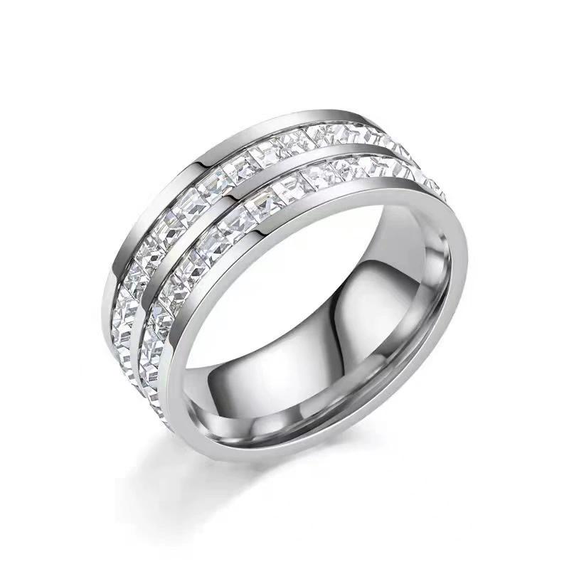COD titanium steel ring, elegant design, with zircon, stackable stainless steel ring, Korean version, simple and stylish, colorfast, and can be worn when bathing and swimming. 4