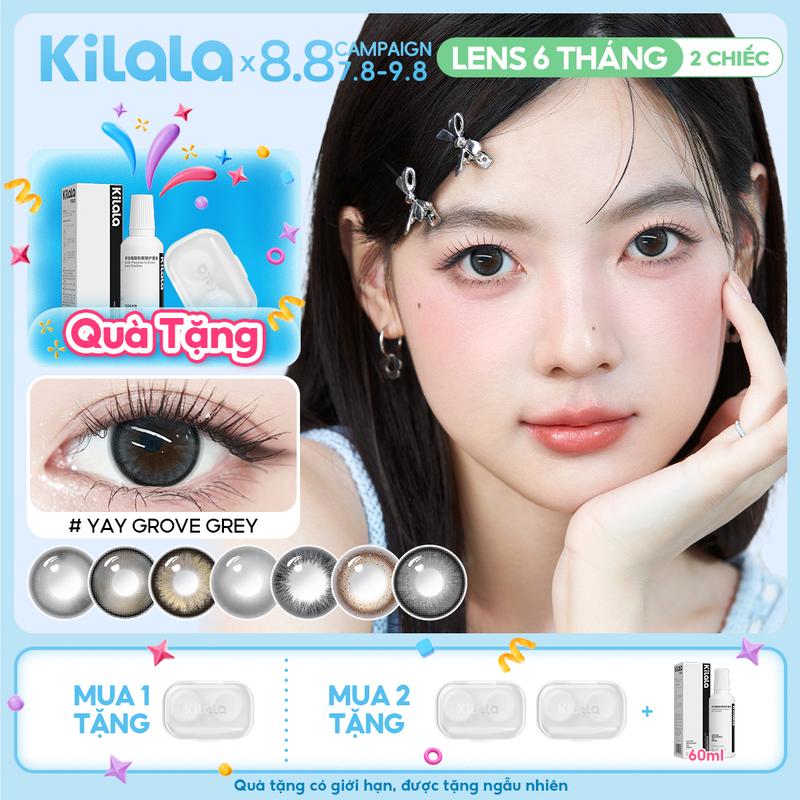 [Deal ưu đãi] Kính áp tròng Kilala lens 6 tháng màu đen nâu xám tím DIA 14.2-14.5mm độ cận 0-7 lens màu sắc nhẹ nhàng đeo lên thêm điểm nhấn cho đôi mắt thích hợp dùng hàng ngày[Quà tặng như trong hình]
