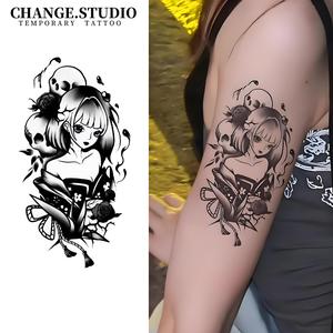 Hình Xăm Tạm Thời, Hình Xăm Cô Gái Đầu Lâu, Kéo Dài Trong 15 Ngày, Không Thấm Nước Và Chống Ma Sát. Miếng Dán Hình Xăm