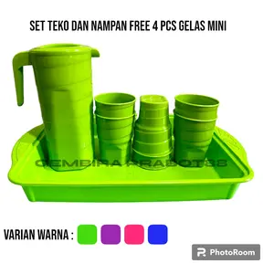 COD SET TEKO / CERET DAN 6 PCS GELAS MINI ULIR FREE 1 PCS NAMPAN