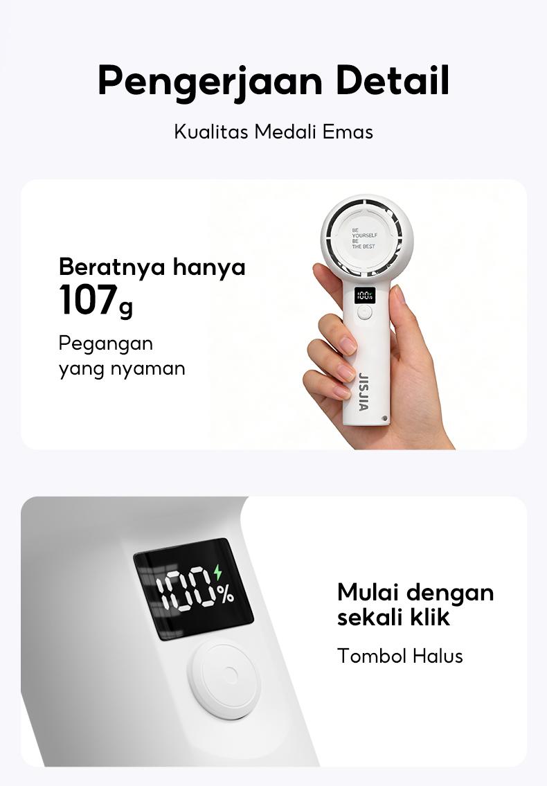 JISJIA Kipas Angin Mini A2 5-Speed 1200mAh LED Display Baterai Lithium USB Type-C Portabel Ringan untuk Tangan dan Desktop JISJIA Kipas Angin Mini A2 5-Speed 1200mAh LED Display Baterai Lithium USB Type-C Portabel Ringan untuk Tangan dan Desktop