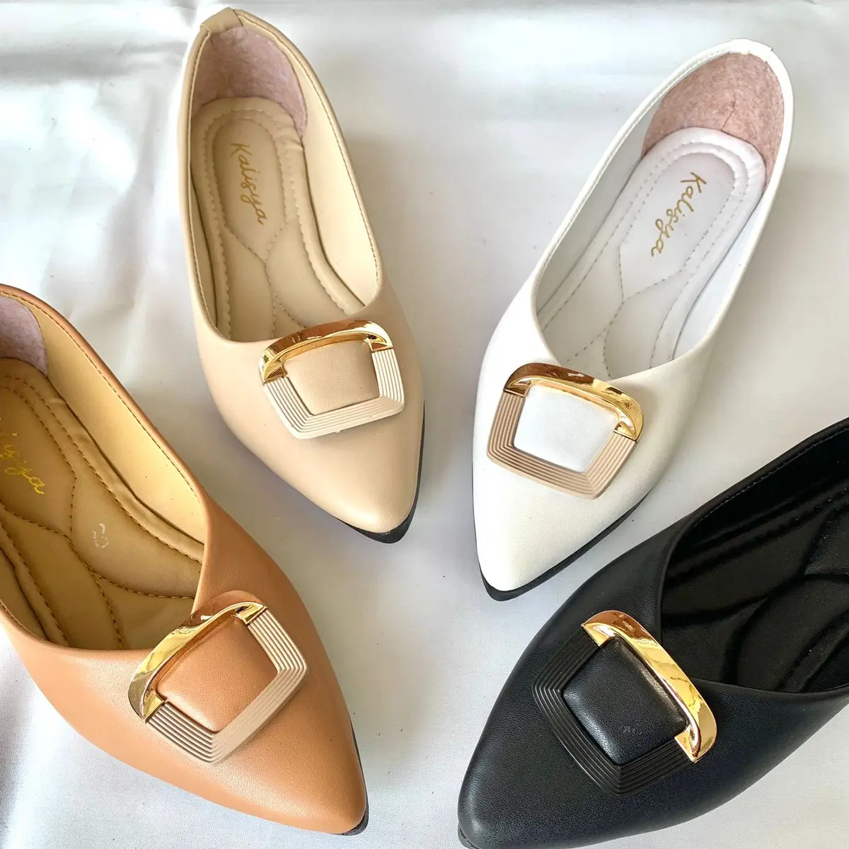 KALISYA - WILONA Sepatu Flat Wanita Flatshoes Fashion Best Seller pancus elegan wanita Hitam Karet