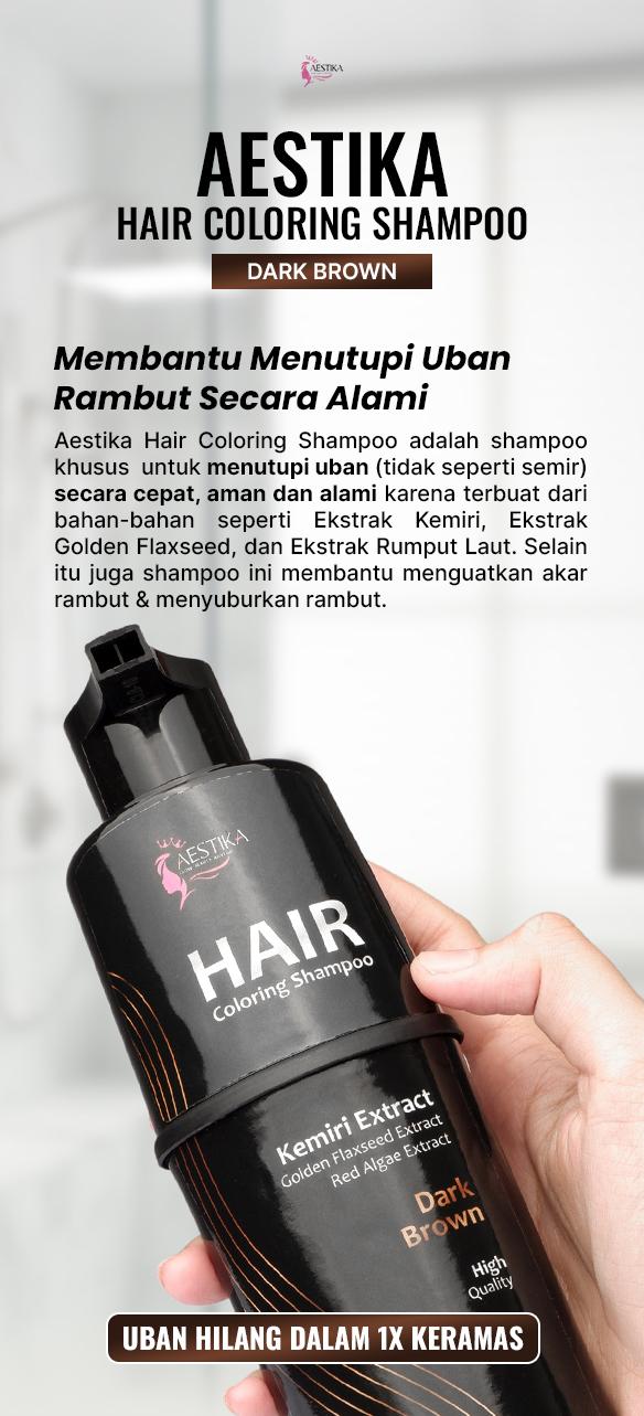 Product Introduction of [Promo Spesial] Aestika Dark Brown Hair Coloring Shampoo - Pewarna Rambut Beruban Kering Red Extract 0