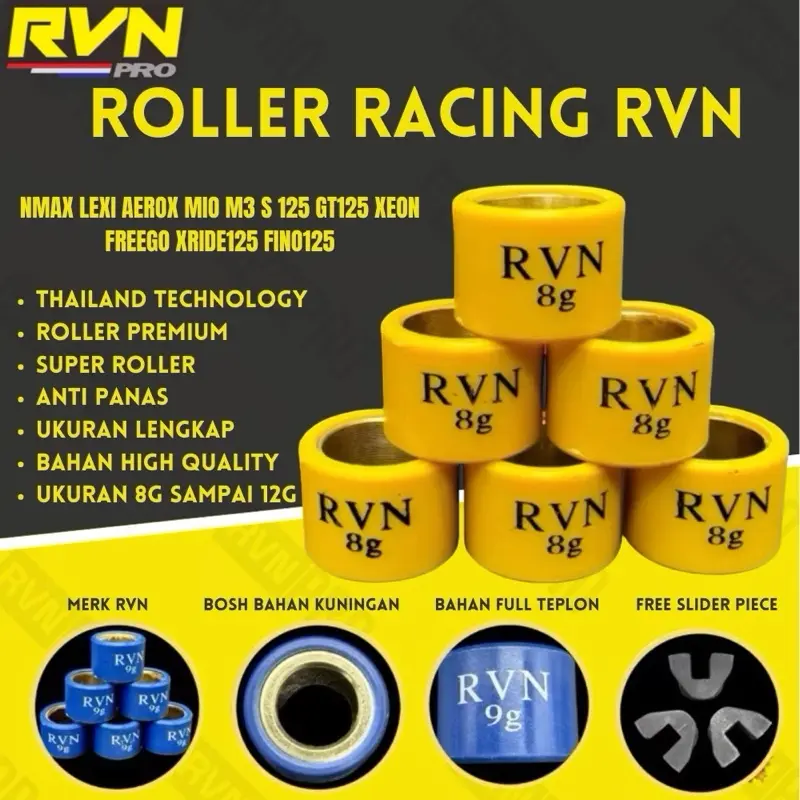 FREE SLIDER ROLLER ROLER NMAX LEXI AEROX MIO M3 S 125 GT 125 XEON FREE GO XRIDE 125 FINO 125 RACING RVN 7GRAM SD 13GRAM BISA MIX CAMPUR UKURAN BEBAS FREE SLIDER PIECE Motorcycle