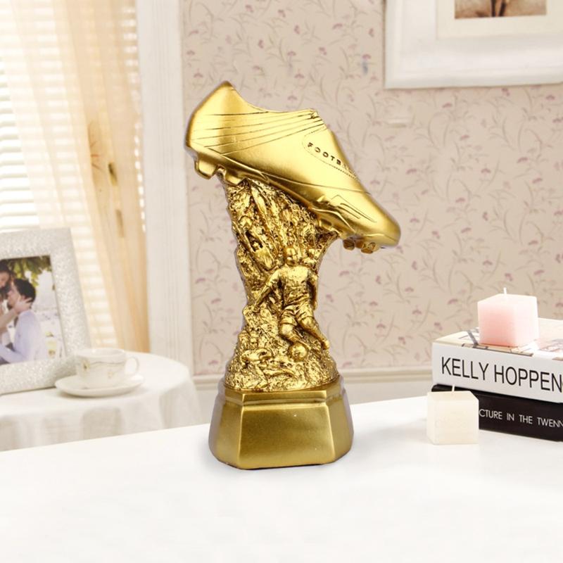 Product Introduction of European Football Golden Sneakers Trophy New Resin Crafts Competition Honor Reward Soccer Fans Souvenir Home Decor Excellent Player Award Football Shoe Award for Team Sport Competition 9