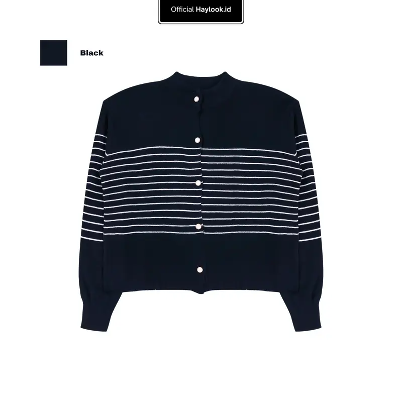 Haylook.id Millie Cardy Strip - Basic Cardigan Top Outer Wanita Knitwear - atasan kardigan Baju  Tangan Panjang 3
