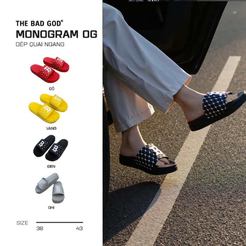 Dép quai ngang slipper The Bad God Basic Monogram Og full màu ( KHÔNG HỘP - MUA TĂNG1 SIZE ) Cao Su DéP Nam Đế Bằng