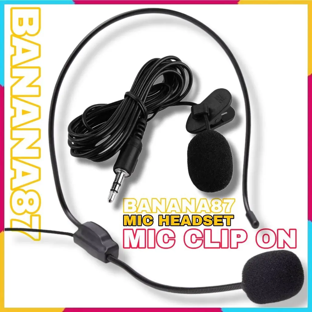 Mic Clip On Mikrofon Microphone Headshet Bando Jack 3.5 mm Suara Jernih dan Minim Noise Cocok Untuk Live Streaming Youtube Karaoke Pidato Mukbang ASMR
