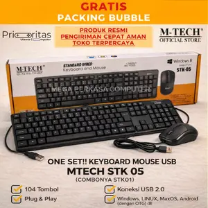 Keyboard Mouse USB MTECH STK05 STK-05 Desain Ergonomis Tahan Air FREE PACKING BUBBLE