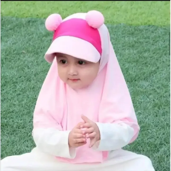 Hijab  Variasi Anak Perempuan JILTOP POMPOM 3-6 Tahun Hijab Anak Perempuan Kerudung Instan Anak Lucu Muslim Renda Nyaman Bunga Bayi