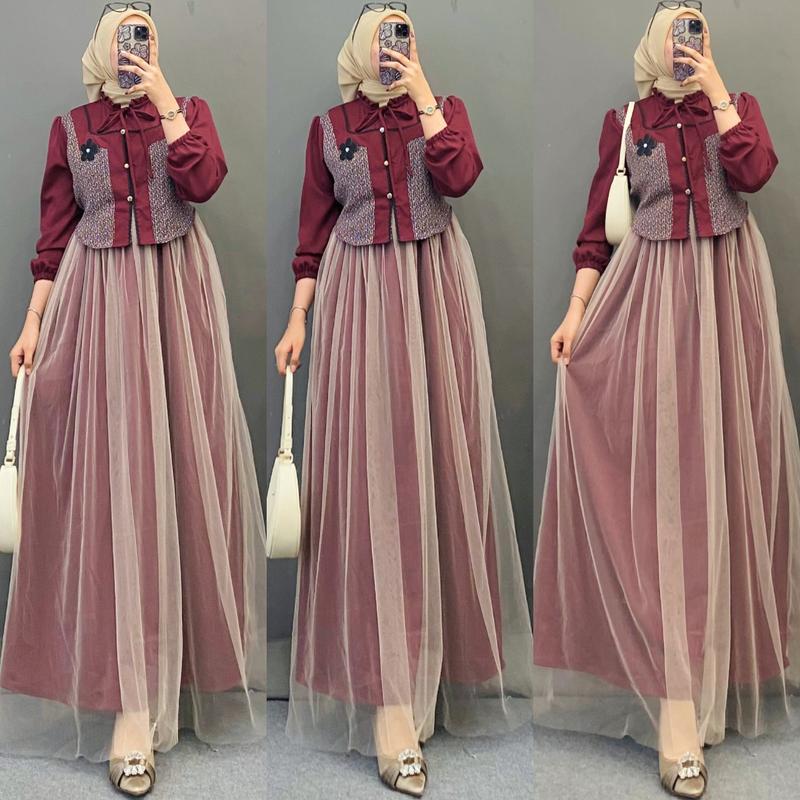 Ayucitra gamis bianca fashion muslim dress wanita kekinian terbaru  panjang remaja kondangan mewah gaun 0