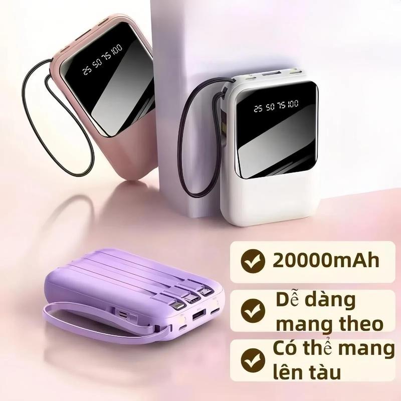 Nguồn điện di động, Kèm 4 Dây, Nhỏ Gọn Và Cầm Tay Có Màn Hình Kỹ Thuật Số Tráng…