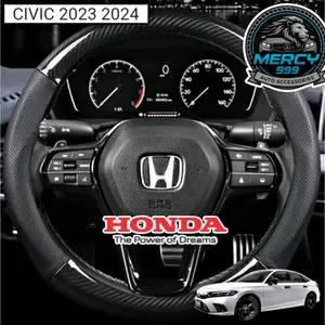 Cover Sarung Stir Setir Kulit Karbon Carbon Mobil HONDA CIVIC RS 2023-2025 Premium