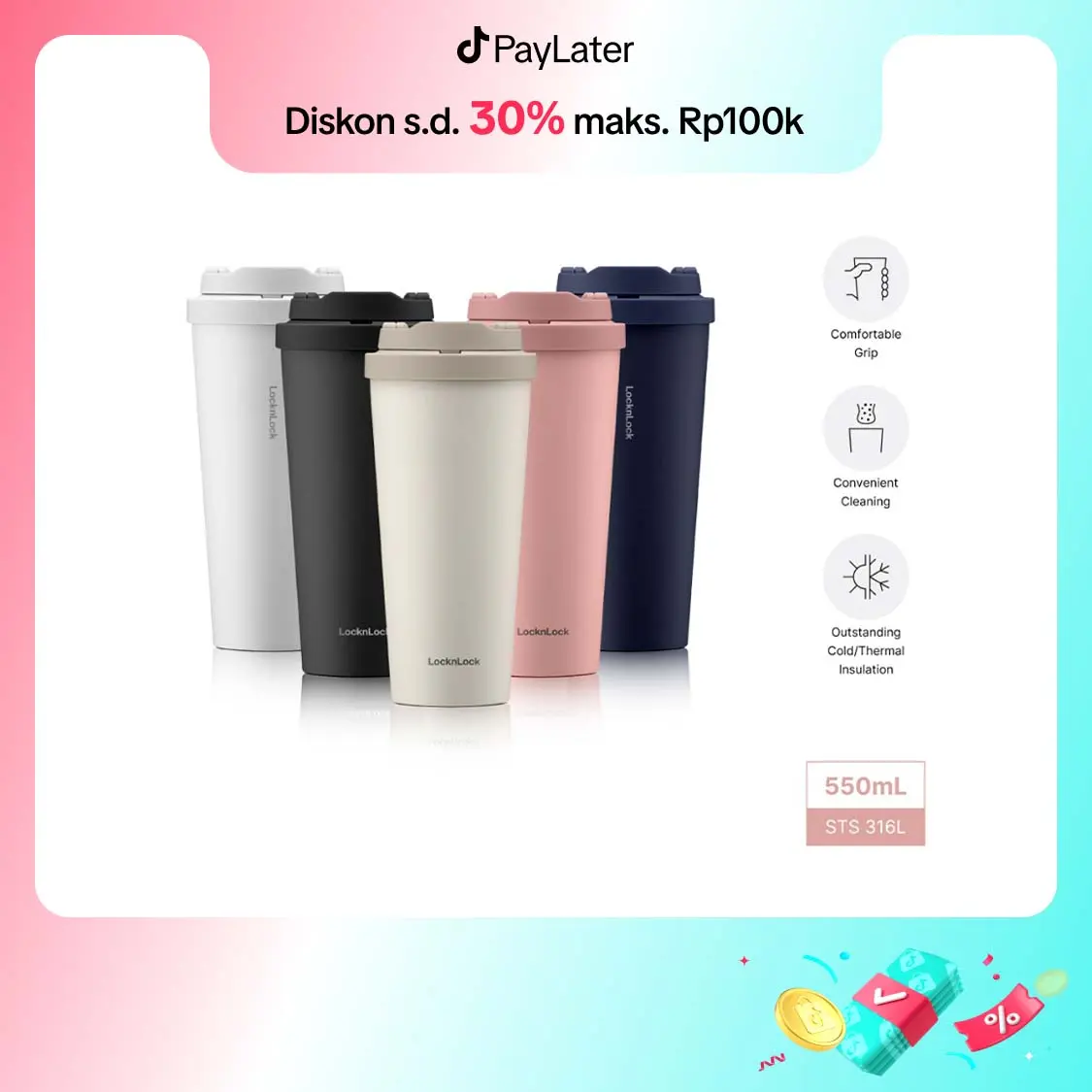 LocknLock One Touch Clip Tumbler 550ML - LHC3249