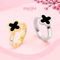 Gambar Kimora - Cincin Titanium Perhiasan Wanita Aksesoris Cantik Bunga Hitam Clara Cnt219 - CNT219 GOLD 8 dari Kimora Jewelry Kota Denpasar 3 Tokopedia