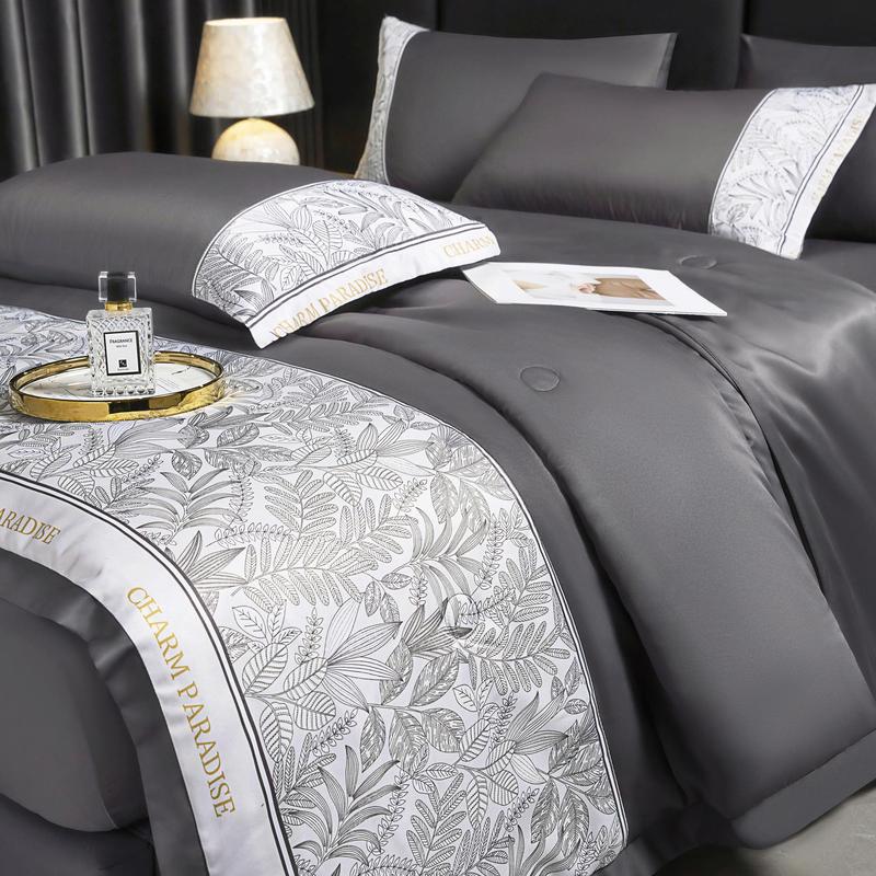 Bộ chăn ga gối 5 món và 4 món LỤA THÁI 9D Tomato Bedding mềm, mịn, mát - chăn chần bông mỏng cho mùa hè, ga giường, 2 vỏ gối và 1 vỏ gối ôm