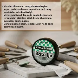 Loenstone Krim Batu Ijo Cream Polish Poles Metal Perawatan Mesin Mobil Motor Stainless Crom Aluminium