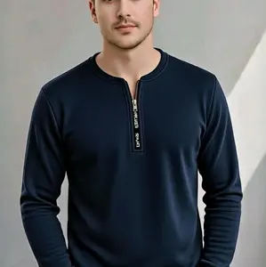 Kaos Zipper lengan Panjang wafle polos