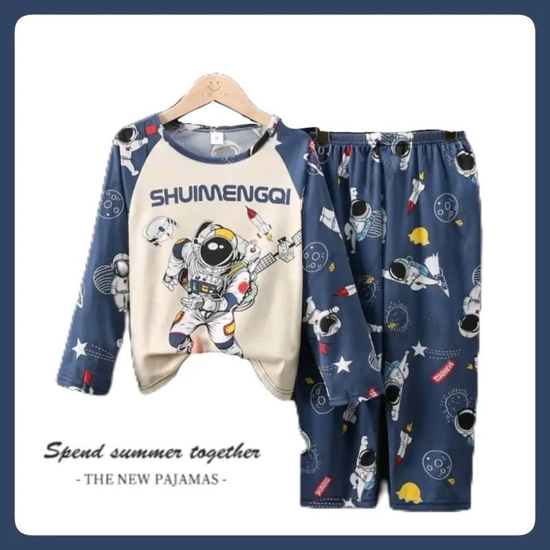 (4-13T) Baju tidur anak cowok lengan panjang celana panjang piyama anak cowok 4
