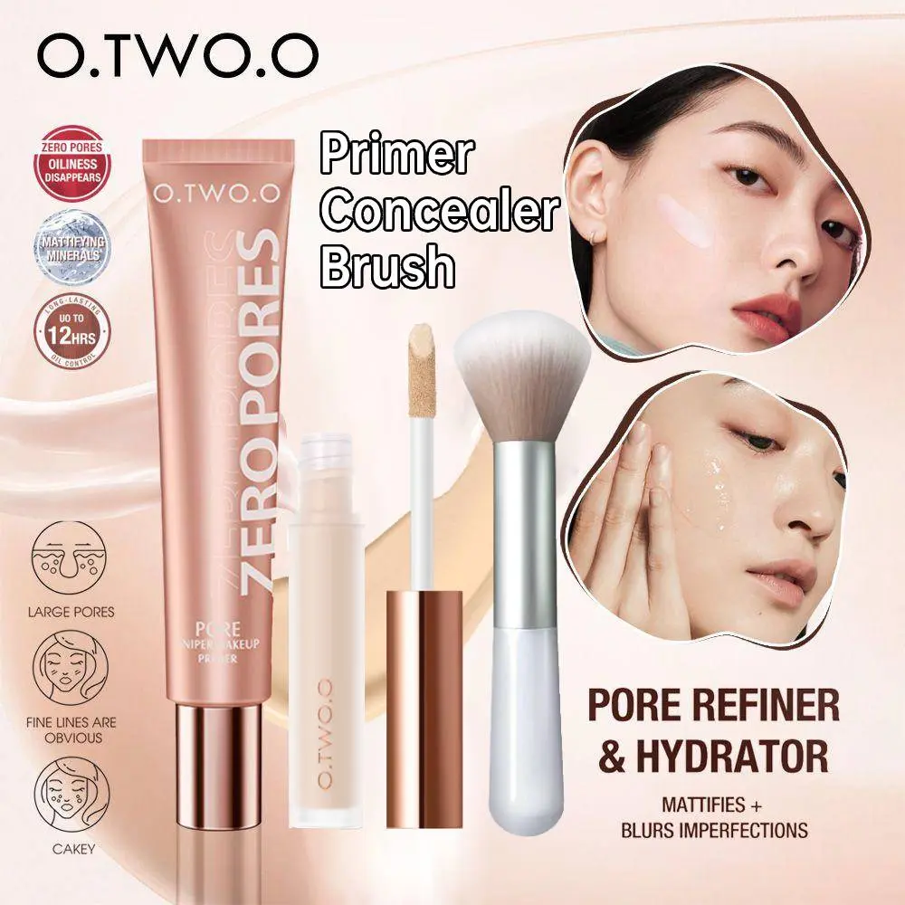 O.TWO.O Oil Control Smooth Moisturizing Face Make Up Base Primer + Concealer + Brush