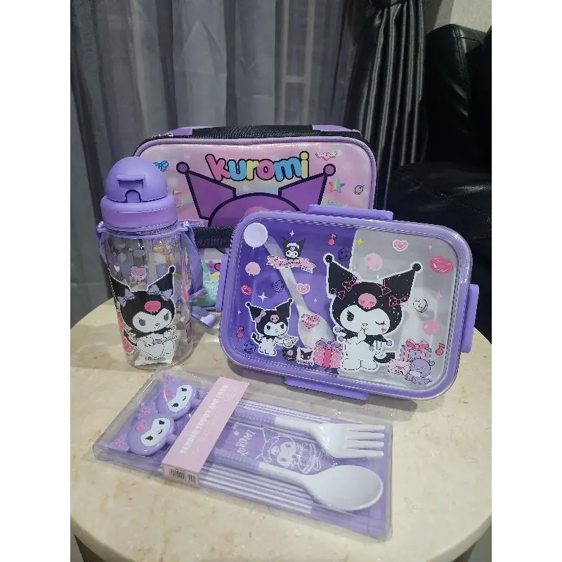 Lunch box set Tas Kotak Makan Botol Minum Tas Set Karakter Kuromi - 6020+3675+022+tas 0