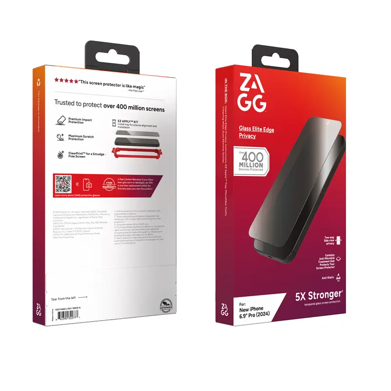 ZAGG Tempered Glass Elite Privacy Compatible For iPhone 16 Pro Max / 16 Pro - Screen Protector 3