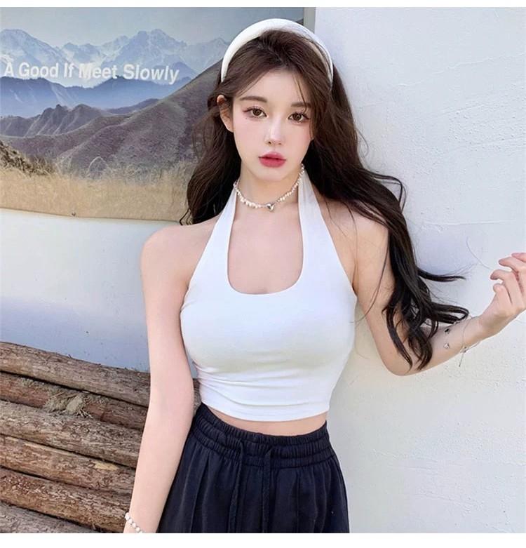 Product Introduction of HotgirlShort halter neck vest for women, tight and slim fit, sleeveless top 19