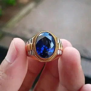 Cincin Batu Blue King Safir cutting Mewah Elegan