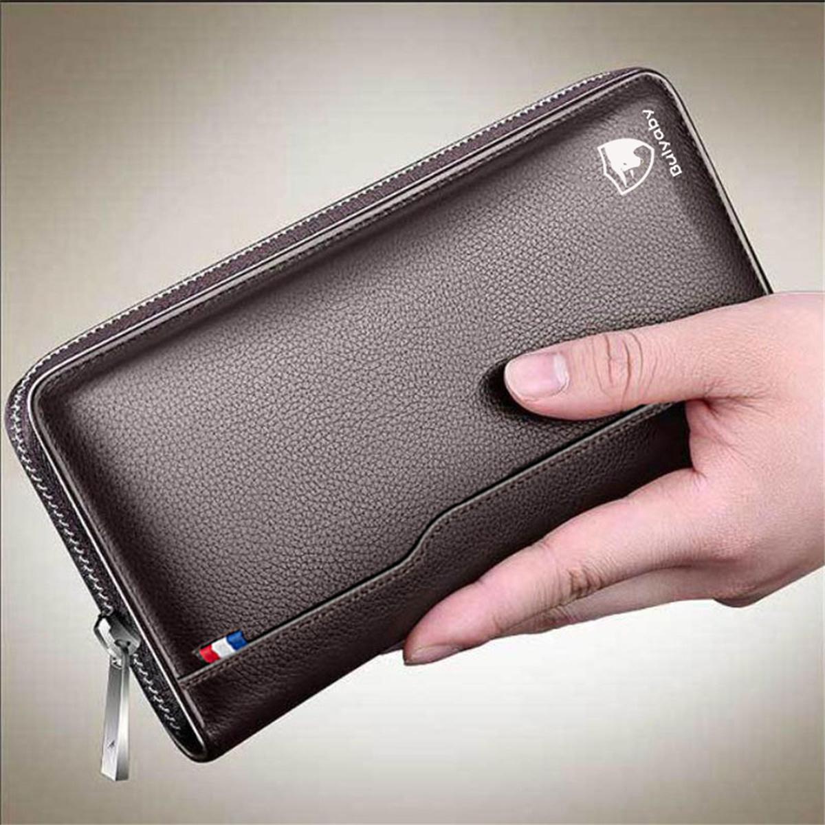 Dompet Zip Kulit Tulen Lelaki Pegang Tangan Berbilangfungsi Kapasiti Besar Dompet Panjang Sedia untuk Dihantar Penghantaran 24 Jam