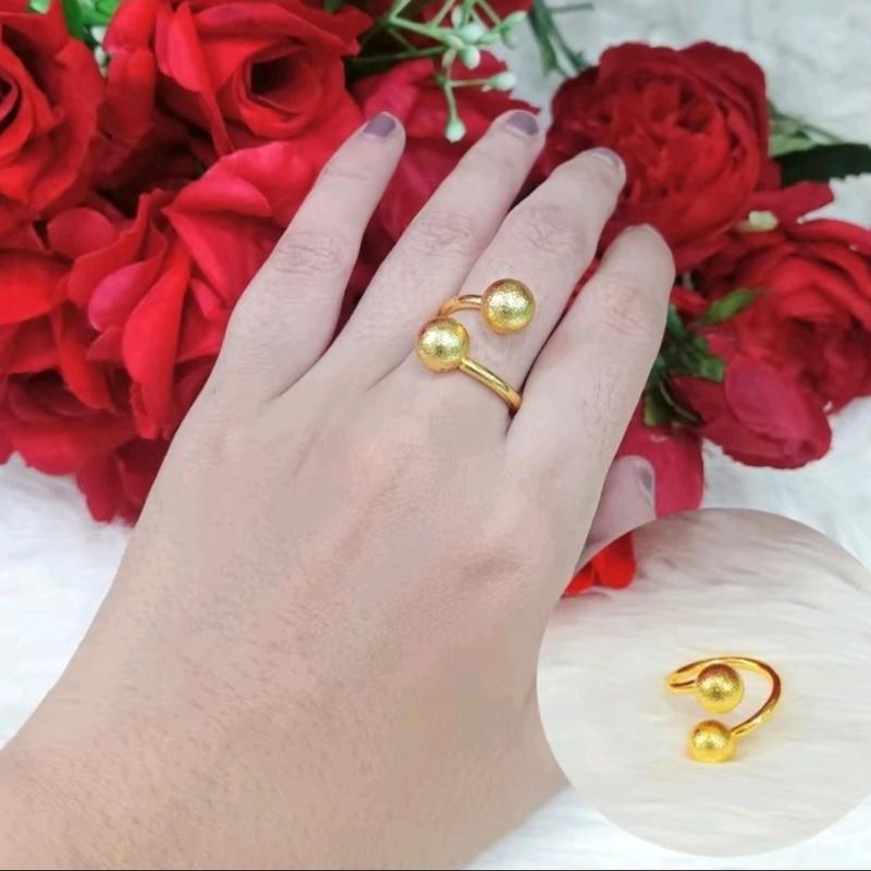 CINCIN WANITA TERBARU MOTIF BOLA TERBUAT DARI KOIN LOGAM ANTI KARAT TIDAK LUNTUR Rings Aksesoris Hadiah 3