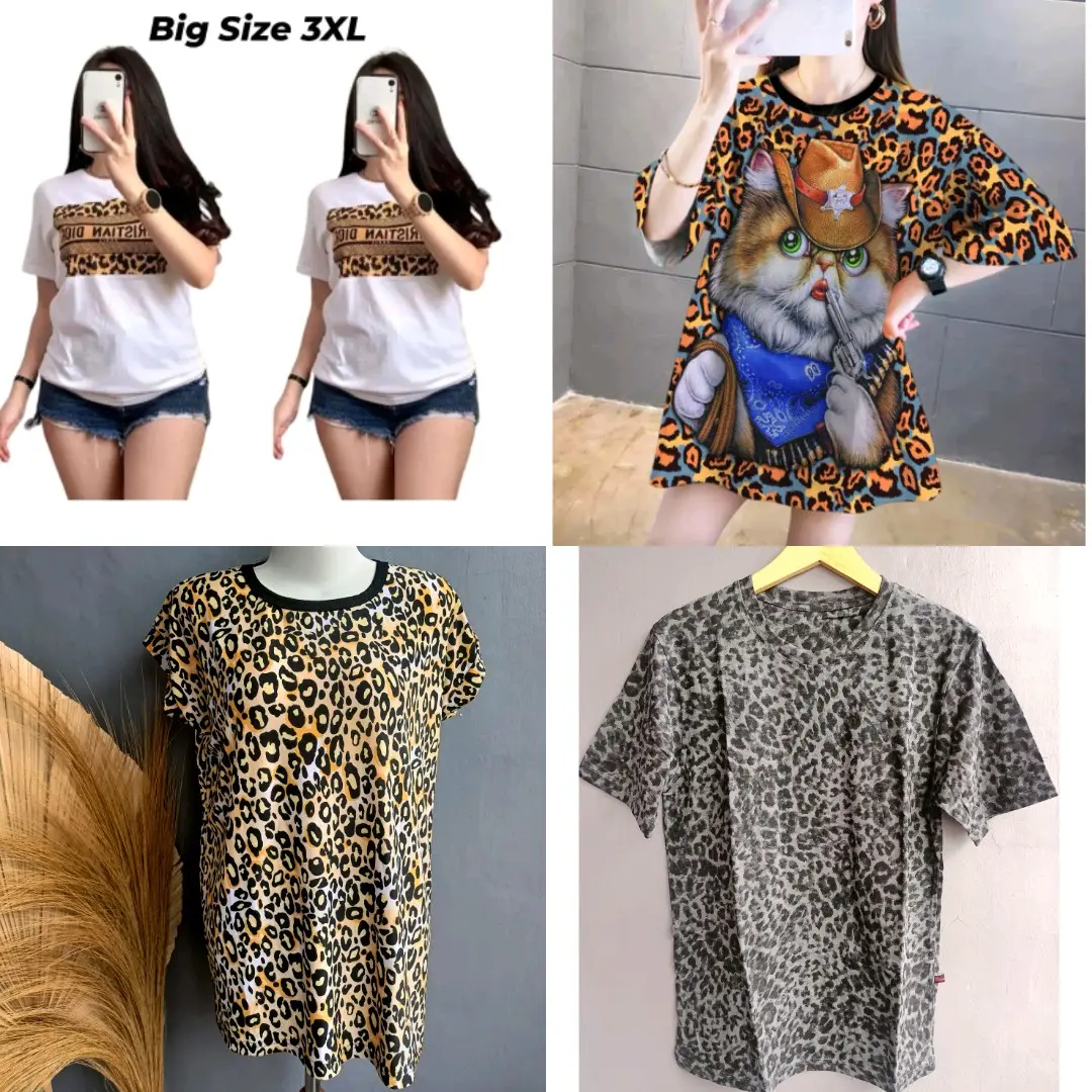 (serba.leopard) aneka kaos lengan pendek leopard macan Baju Tee